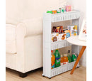 Carrellino da Cucina 72x55x13 cm 3 Ripiani con Ruote in Plastica Bianco