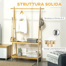Appendiabiti per Ingresso 2 Scaffali 4 Ganci 100x42x155 cm in Bambù Naturale