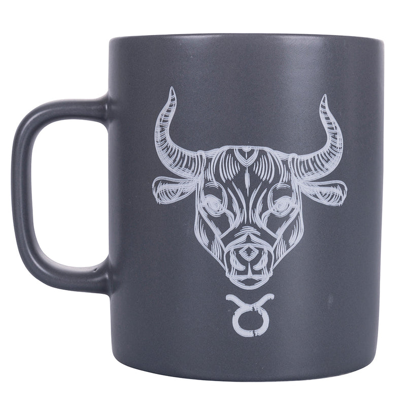Tazza Zodiaco "toro" Ø8x10 cm in Bone China VdE Tivoli 1996 Grigio Scuro