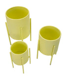 Porta Vasi Iris Tris Ø36x58 cm - Ø30x48 cm - Ø24x38 cm in Ferro Giallo      