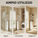 Colonna Bagno con Armadietto, Ripiani e Cassetti, in Legno, 15x33x136.8 cm, Bianco      