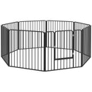 Box per Cani 164x164x80 cm a 8 Pannelli Modulabili con 9 Picchetti in Acciaio Nero      
