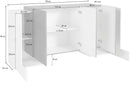 Credenza 2 + 3 Ante 170x45x85 cm Pillon Bianco Lucido e Acero Pereira