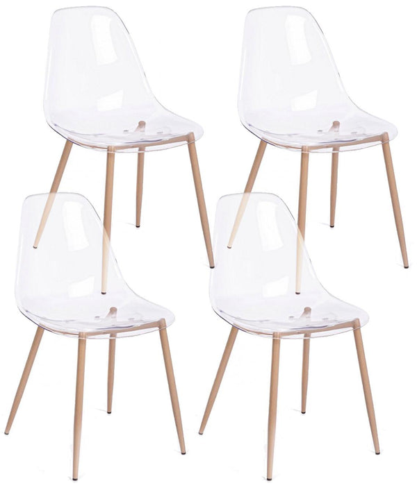sconto Set mit 4 Stühlen 53 x 46 x 82 cm aus transparentem Polycarbonat