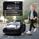 Macchina per Bambini 3-5 Anni con Licenza Ufficiale RUF GT Telecomando Cintura di Sicurezza e Musica Nero      
