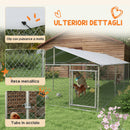 Recinto per Cani Grandi fino 30kg per Esterno 4x2,3x1,5m con Tetto Impermeabile e Anti-UV Argento