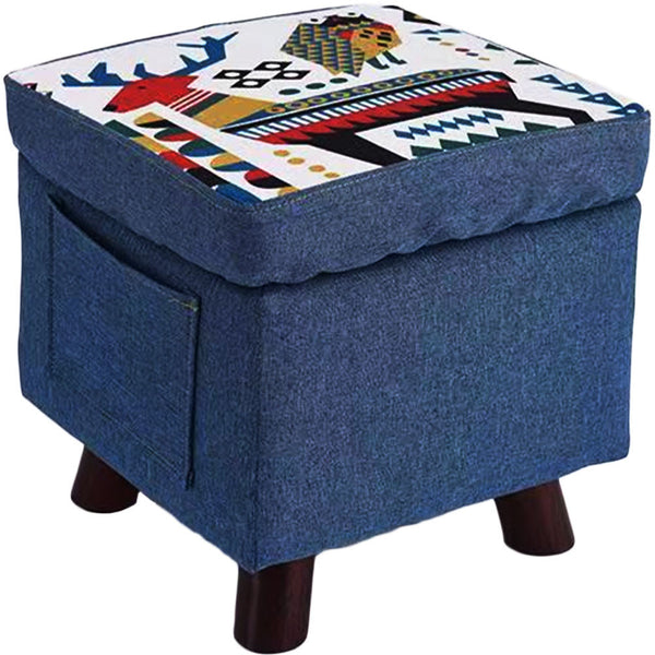 Pouf Contenitore Sgabello Multiuso in Tessuto Blu prezzo
