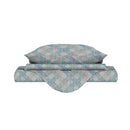 Copripiumino Matrimoniale con Stampa su Sacco e Federe in Cotone Athena Eva Blu