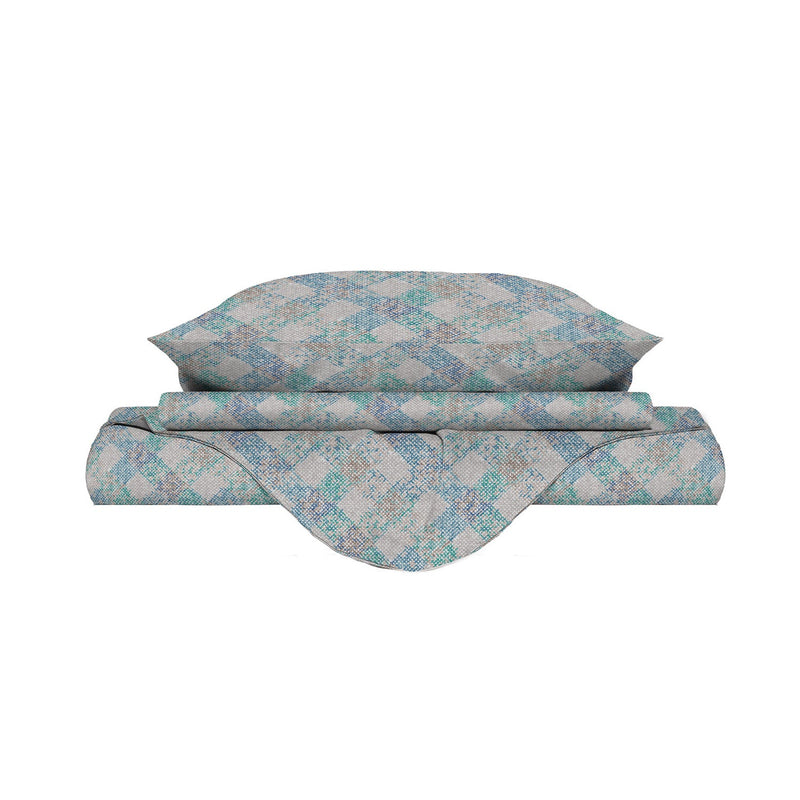 Copripiumino Matrimoniale con Stampa su Sacco e Federe in Cotone Athena Eva Blu