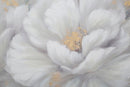 Dipinto su Tela Bianco/Oro Flower 140x3,7x70 cm in Legno di Pino e Canvas Multicolor