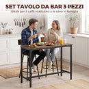Set Tavolo da Bar Salvaspazio 100x40x90,5 cm in MDF e 2 Sgabelli in Finta Pelle Marrone Rustico      