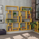 Libreria orizzontale bifacciale 96x25,5x168,5 cm mostarda