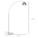 Lampada da Terra ad Arco con Paralume E27 in Acciaio e Marmo  Argento