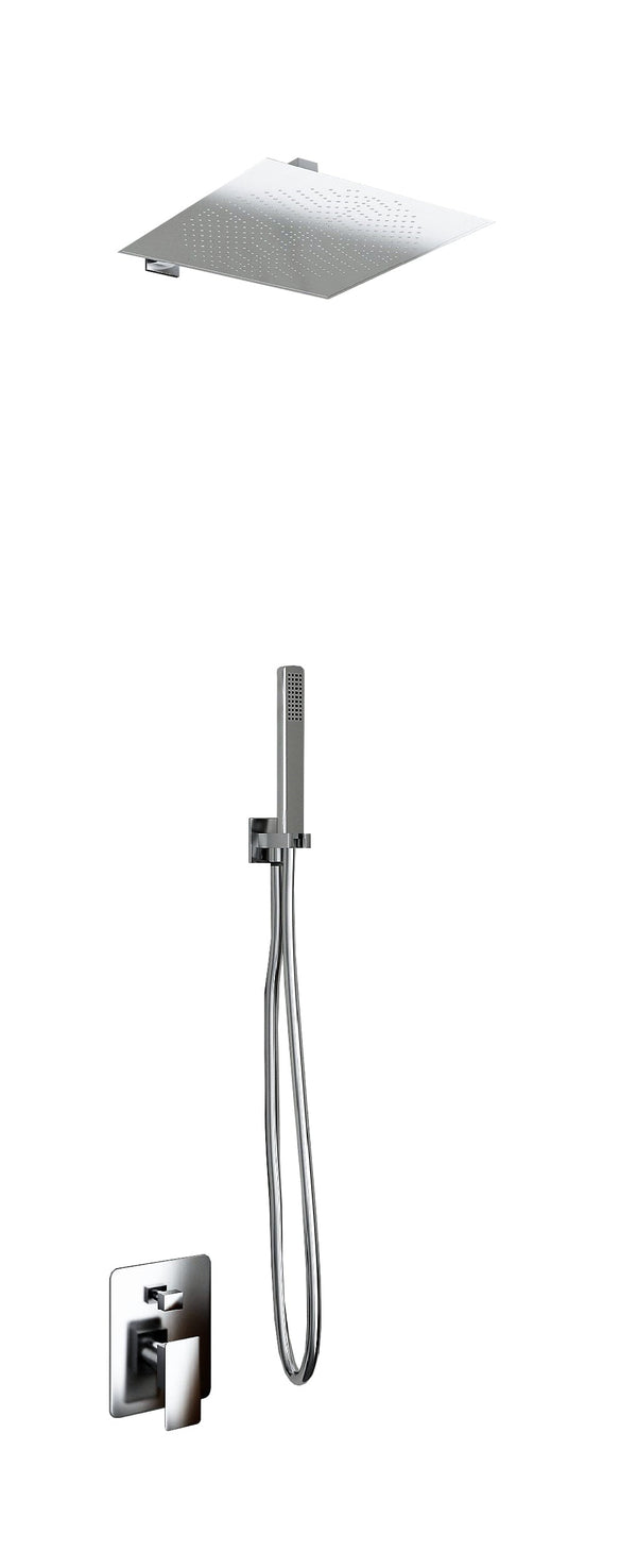 Eckiges Edelstahl-Duschset zur Wandmontage mit Duschkopf und Mischer 25x25 cm online