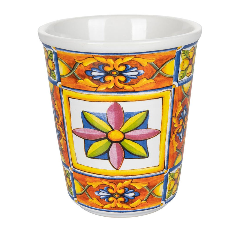 Set 6 Bicchieri Acqua Costiera in Ceramica VdE Tivoli 1996 Bianchi con Decori