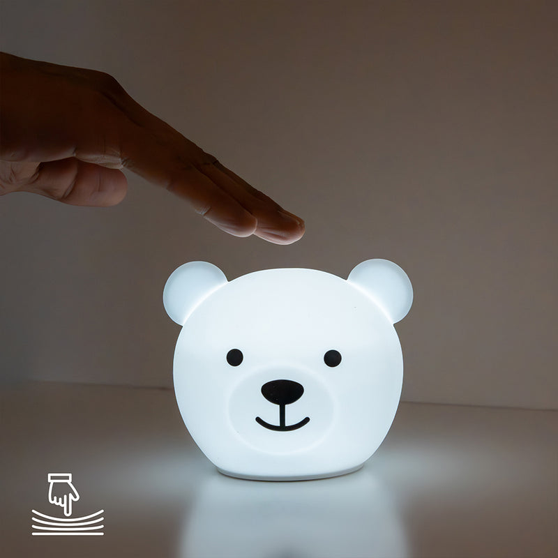Luce Notturna per Bambini Bor L'Orso Luce Multicolore e Timer con USB Bianco      