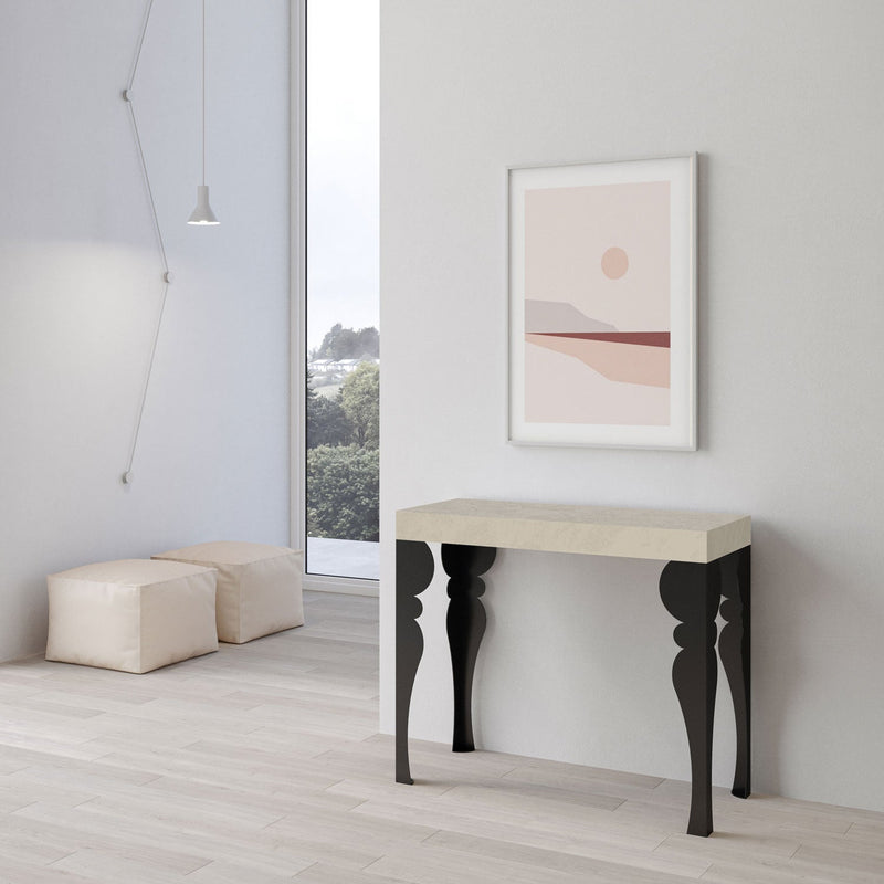 Consolle Allungabile 90-300x40x77 cm Paxon Cashmere Telaio Antracite 