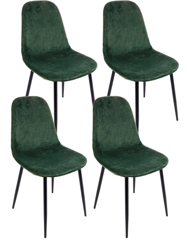 acquista Set 4 Sedie 52,5x42,5x90 cm Irelia in Velluto Verde Scuro