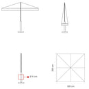 Ombrellone da Giardino 3x3 m Palo Ø60 mm in Legno Telo in Acrilico con Balza Danieli Bangkok Ecrù
