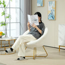 Poltrona Moderna da Camera in Finta Pelliccia con Gambe in Metallo 75x66x79 cm Bianco 