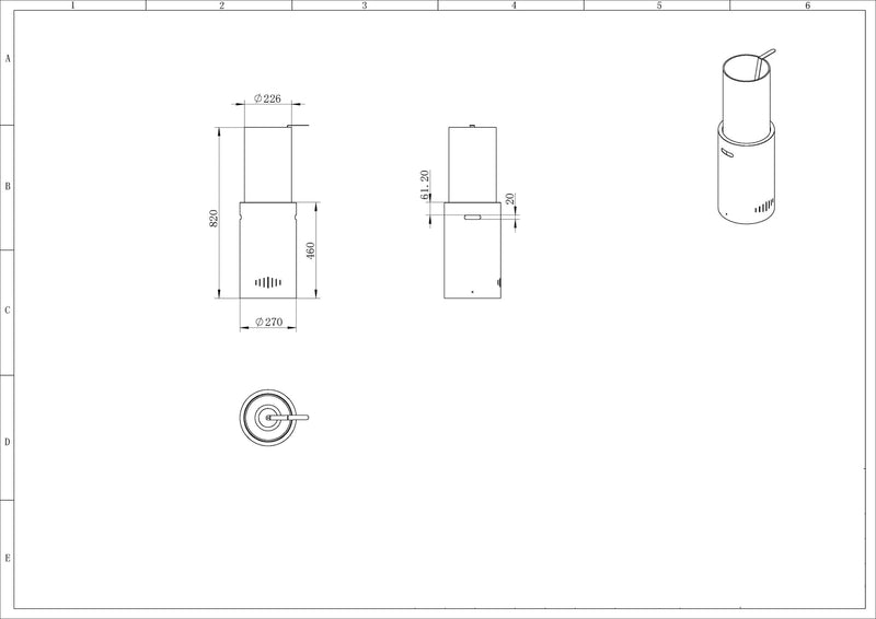 Camino a Bioetanolo da Pavimento 27x27x82 cm Torcello Nero