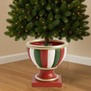 Base Albero di Natale a Calice 32 cm Universale in Resina Rosso Verde e Bianco      