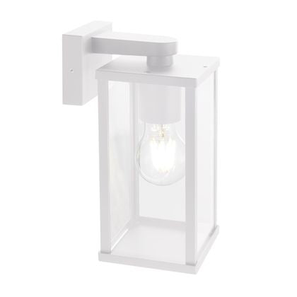 Niedrige Außenwandleuchte E27 aus weißem Sovil-Aluminium online