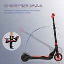 Monopattino Elettrico Pieghevole per Bambini Altezza Regolabile 75-80 cm Nero e Rosso  