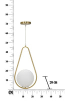Lampadario Glamy Drop 24x20x46 cm in Ferro e Vetro Oro e Bianco