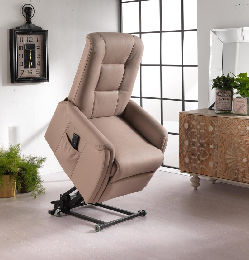 Poltrona Alzapersona Elettrica 1 Motore in Similpelle Tortora