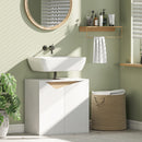 Mobile Sottolavabo 60x35x57,9 cm con 2 Ante Ammortizzate per Lavabo Senza Piedistallo in MDF Bianco      