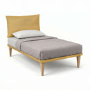 Letto Singolo con Rete Rivestita Microfibra Ocra Tessis Testata Soft Varie Misure