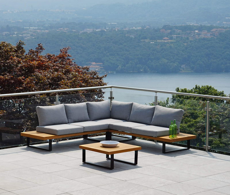 Set Salotto da Giardino in Alluminio Divano Angolare e Tavolino Vorghini Stoccarda