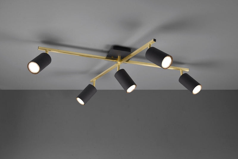 Plafoniera da Interno Attacco GU10 in Metallo Nero e oro