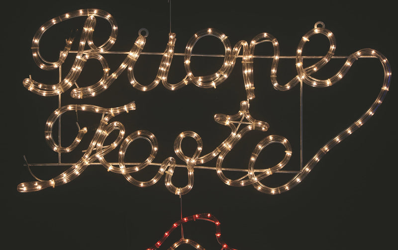 Insegna Luminosa Buone Feste 120 Luci 64x33 cm Soriani