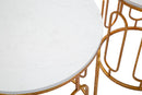 Tavolinetti Tory Marble Coppia Ø46x55-39x48 cm in Ferro e Marmo Oro e Bianco