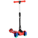 Monopattino a 3 Ruote per Bambini 54,7x32,5x59-69 cm con Ruote Luminose Rosso