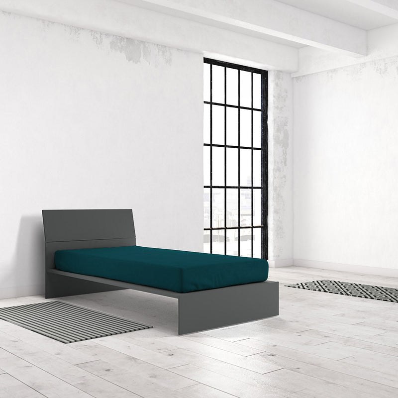 Lenzuolo Sotto con Angoli ed Elastico Tinta Unita Verde Petrolio