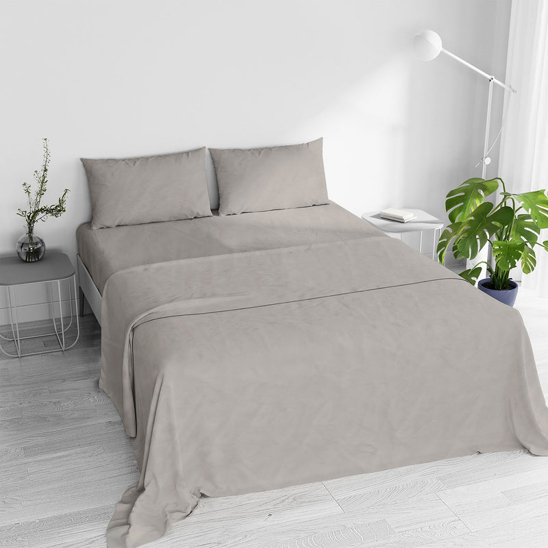 Set Lenzuola Sopra Sotto e 2 Federe Linea Water Washed Sabbia