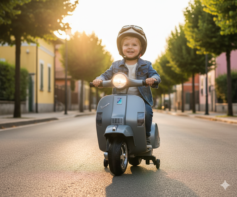 Piaggio Mini Vespa PX150 Elettrica 6V per Bambini Grigio