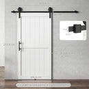 Porta Scorrevole in Stile Country 106,6x213,4 cm con Binario e Maniglia in Legno e Acciaio Bianco e Nero      