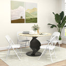 Set 4 Sedie Pieghevoli Imbottite 45x46x78 cm in Finta Pelle PU e Acciaio Bianco      