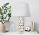 Lampada da Tavolo Glam Carv 34,5x56x34,5 cm in Ceramica Bianco/Oro