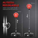 Sacco da Boxe ad Altezza Regolabile 45x45x133-151 cm con Guanti Inclusi in PE e Acciaio Rosso      