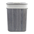 Cesto Portabiancheria 60x40x27 con Maniche e Coperchio in Bambù Grigio