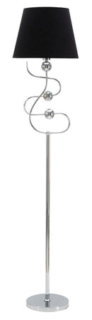 Lampada da Terra Argento Ball Ø37x169 cm in Ferro PVC e Tessuto Argento e Nero