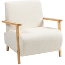 Poltrona da Salotto Stile Nordico 74,5x76x78 cm in Tessuto Sherpa con Braccioli e Gambe in Legno Crema  