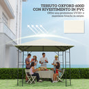 Copertura per Gazebo Pergola 298x298 cm con 8 Fori di Drenaggio in Tessuto Oxford 600D Bianco Crema  