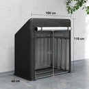 Portalegna da Esterno 100x60x110 cm in Acciaio Rinforzato con Copertura Impermeabile Nero      