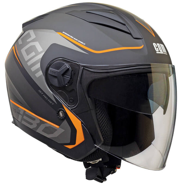 sconto Jethelm für Scooter CGM Apache 130S Long Visor Matt Orange Verschiedene Größen